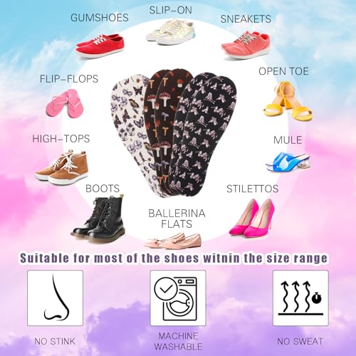 Image of 3 Pairs No Show Socks Sockless Shoe Liner Washable Barefoot Shoe Insoles No Slipping Inserts(Lively Style)
