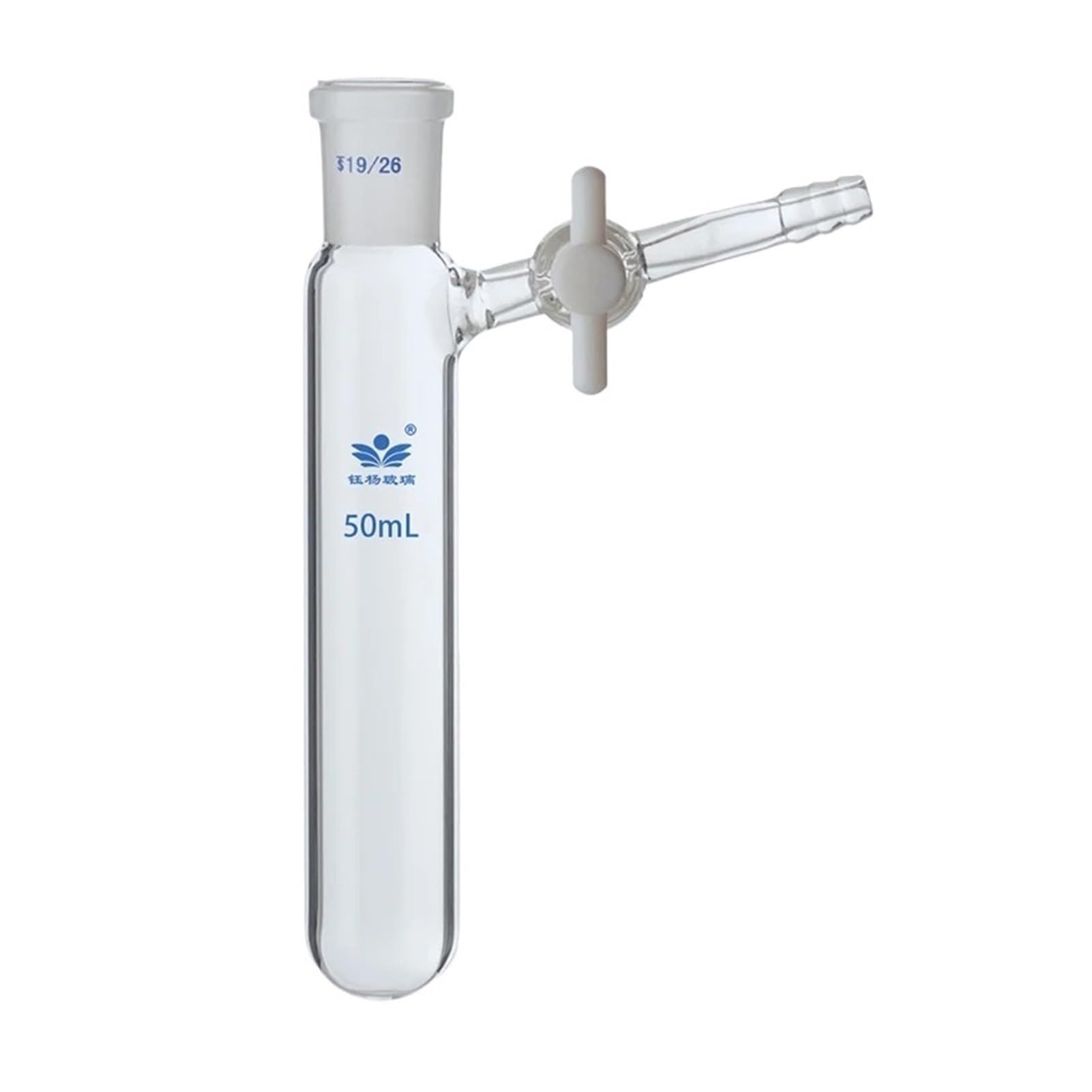 Glas Becherglas, Rundbodenkolben， Laborglas-Reaktionskolben mit Schleifmund, Schlenk-Rohr und PTFE-Kolben, 10–250 ml, mehrere Größen(50ml caliber19)