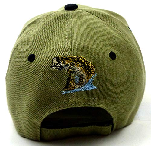 Muetze Herren Damen Angler Cappy oliv Man Woman Fisher Cap Schirm-Muetze mit Motiv Fisch Retro Mütze (oliv) 5090 - 6
