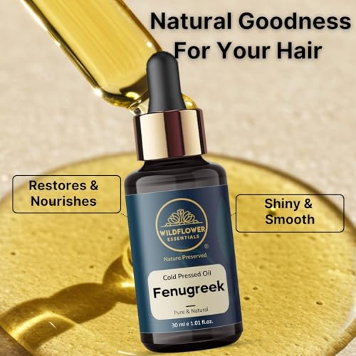 Image of Cold Pressed Fenugreek Oil Pure & Natural for Hair, Skin, Body with Glass Dropper 30ml