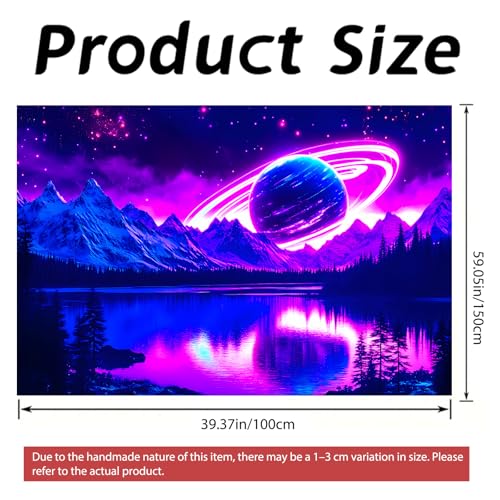 Image of Nuxovilar Galaxy Planet UV Reactive Tapestry, 59.05 inchx39.37 inch Polyester