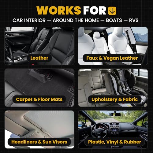 Image of CAR GUYS Interior Car Cleaner for Tough Stains | Stain Remover for Car Seats, Carpet, Upholstery, & Leather | 18 Oz Kit with Microfiber Towel