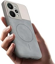 Bintage case Macc-Safe Design Hard Light Weight Back Case | Soft Border Camera Protect | Dual PU Leather Finish Back Cover Compatible for Realme 15 5G - White & Grey