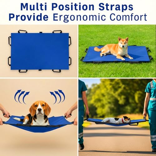 Image of Pet Stretcher for Dogs - Emergency Animal Carrier, 300lb Weight Limit, 44 inchx28 inch Size, with 8 Safety Straps for Easy Transport(Blue)