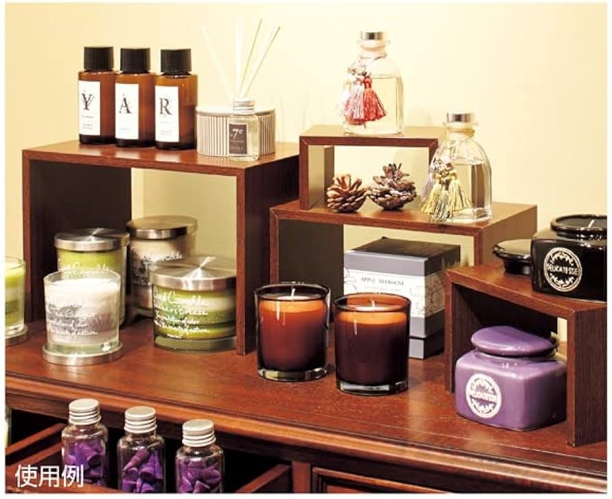 Amazon｜木製 コの字 ディスプレイ 小 ブラウン 幅15×奥行10×高