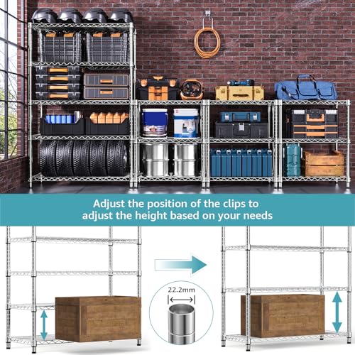 Image of M MZG 5-Shelf Storage Shelves,Wire Shelving Heavy Duty Metal Storage Shelving Unit Adjustable Garage Shelving Rack Pantry Kitchen (Chrome, 5 Tier,17.7 inch D x 47.2 inch W x 76.7 inch H)