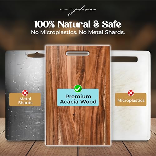 Tabla de cortar de madera de acacia premium JadeVine 38.5x25x1.5 cm miniatura 2