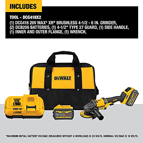 Dewalt Flexvolt 60V Max* Angle Grinder With Kickback Brake Kit, 4-1/2-Inch To 6-Inch (Dcg418X2) #TOP1