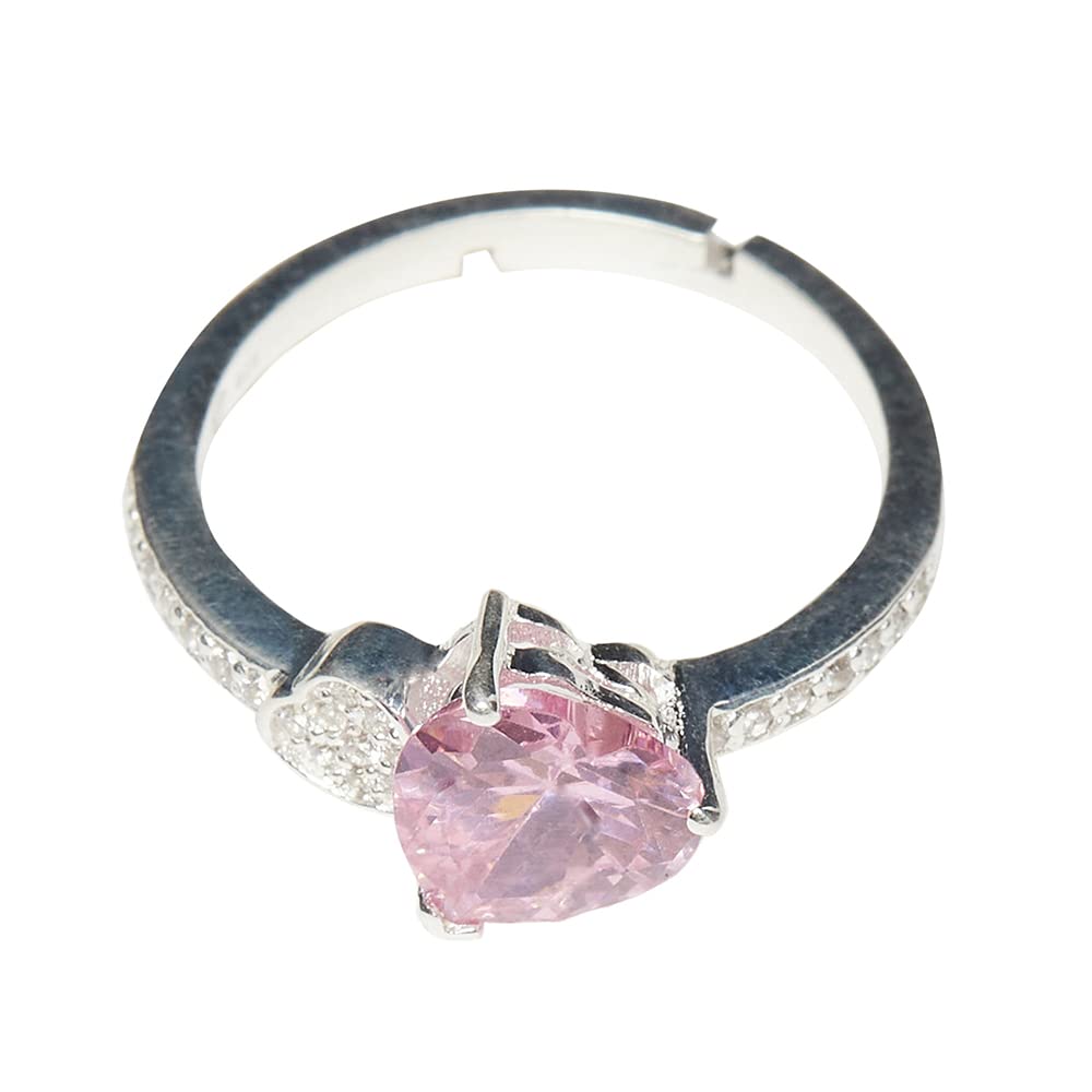 VOYLLARadiant Sterling Silver Ring Studded With Pink Stones