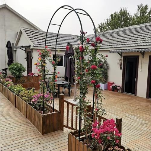 Heavy Duty Metal Garden Arch for Climbing Plants - Durable Rose Trellis Arbor, 120x350cm, Weather-Resistant Wedding Archway, Black, Perfect for Gardens & Events Decor