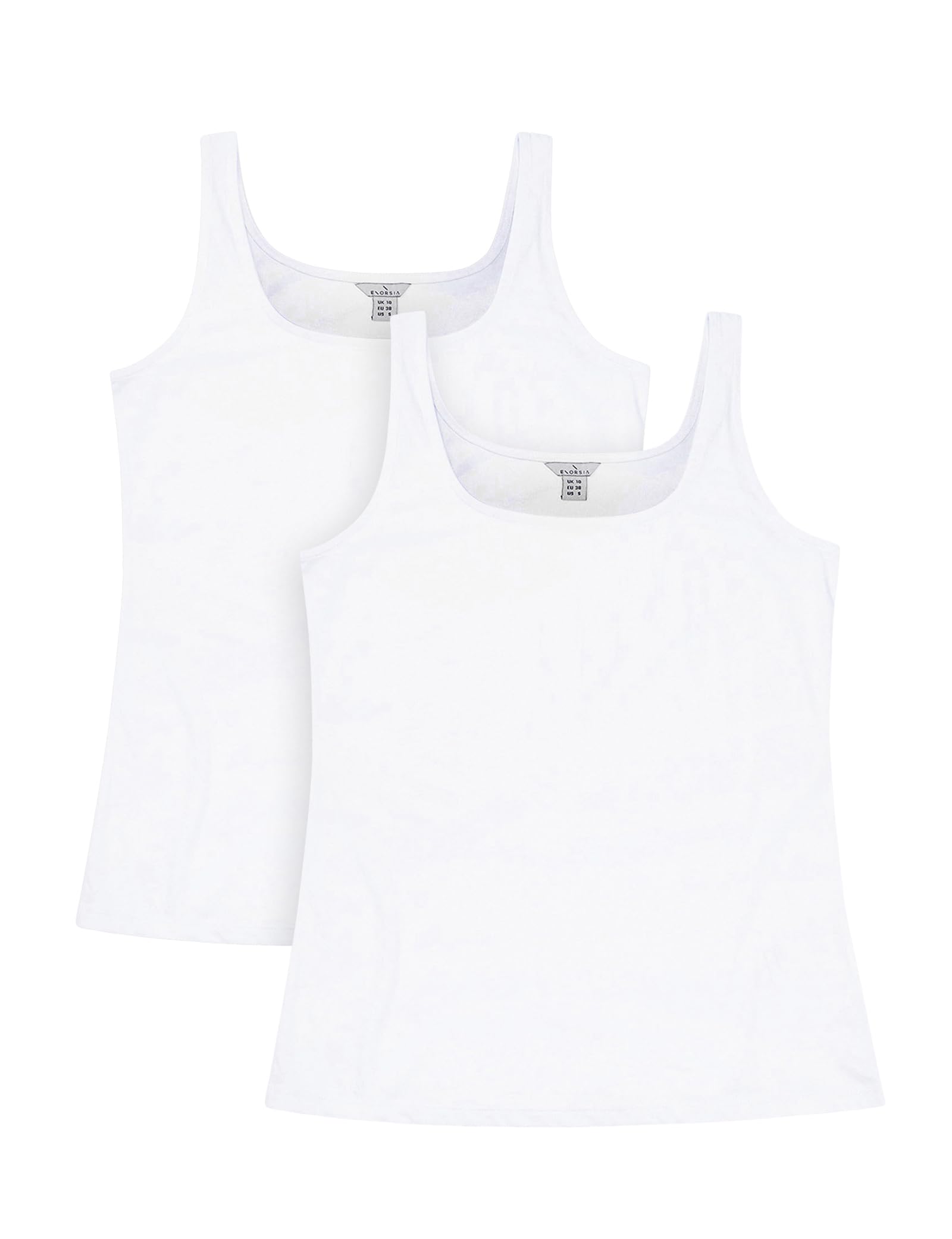 Enorsia Womens Vest with 100% Cotton Strap Vest with Square Neck Perfect for Gym (16, White)