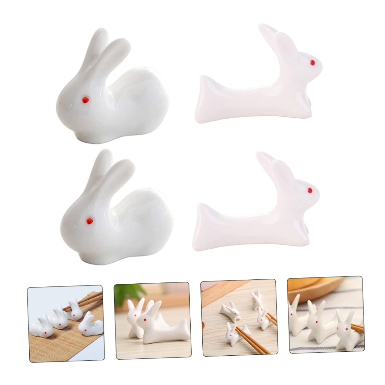 24piezas Soporte De Cerámica para Palillos De Conejo Decorativas para Pascua para Cubiertos como Cucharas y Tenedores Fácil De Limpiar y Usar