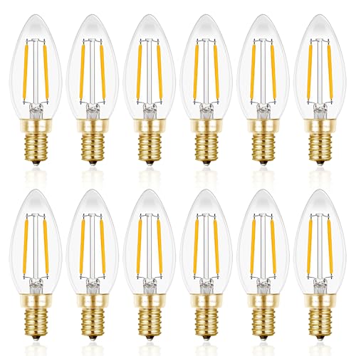 Hizashi Candelabra LED Light Bulbs 25 Watt, Dimmable Chandelier Light Bulbs, 90+ CRI, 200LM, Soft Warm White 2700K, E12 LED Bulb, B10 Candle Bulbs, UL