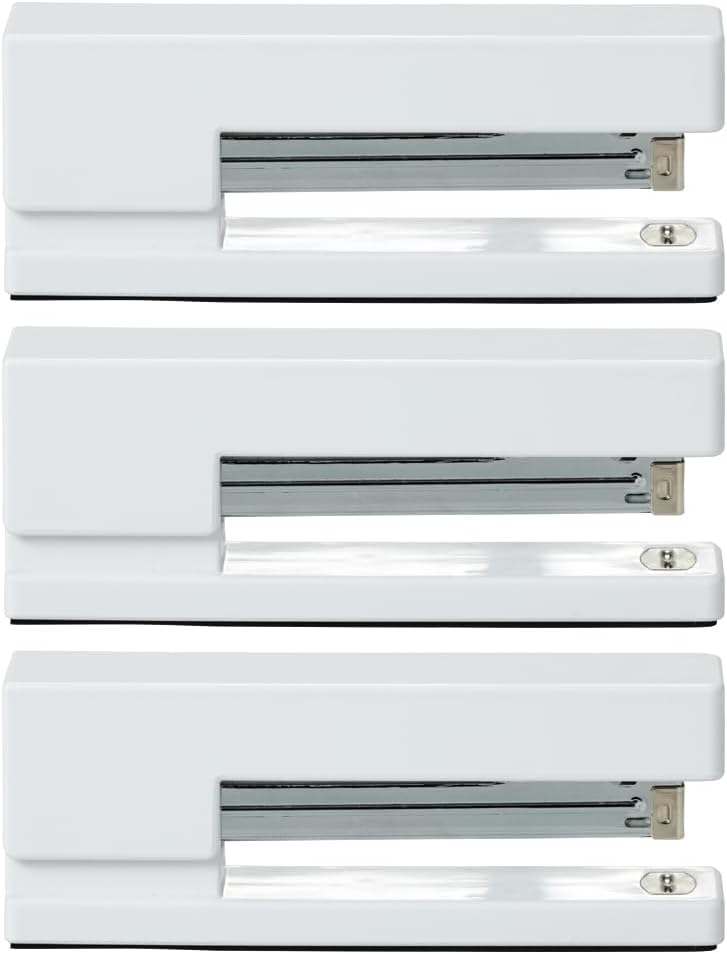 JAM PAPER Modern Desk Stapler - White - 3/Pack
