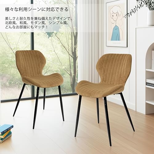 Amazon｜CangLong ベルベット製ダイニングチェア 【2脚セット】 北欧風  