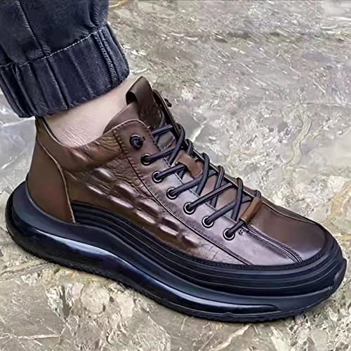 AngryMonkey Mens Elastic Laces High-Top Sneaker Autumn & Winter 2022 New Thermal Invisible Platform Height Increasing Elevator Shoes-2In4