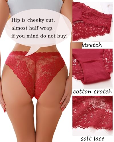 ALL OF ME Sexy Underwear for Women Lace Bikini Panties Low Rise Cotton Hipster Stretch Ladies Cheeky Panty 6 Pack3