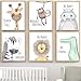 Lorcoo Cuadros Infantiles, Juego de 6 pósteres para habitación de bebé laminas para cuadros infantiles animales, DINA4 sin marco, Decoración para niñas y niños