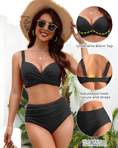 Aqua Eve Women Underwire Bikini Set - High Waisted Two Piece Swimsuit Tummy Control Bathing Suit 2025 Push Up Swimwear3
