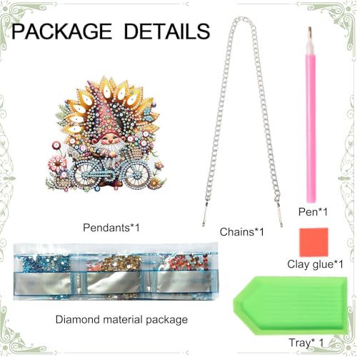 Image of AiYuanzsh Sunflower Gnome Diamond Art Hanging, DIY 5D Irregular Shape Diamond Painting Pendant, Acrylic Ornament for Wall, Door, or Garden, Home Decoration, Handmade Craft Gift