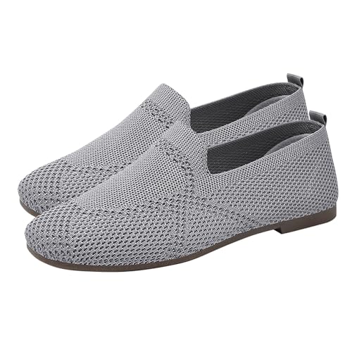 Mesh Shoes Women Slip On - Summer Shoes for Women UK Flying Woven Flat Shoes Walking Trainers Casual Single Shoes Mesh Breathable Women'S Sport Shoes