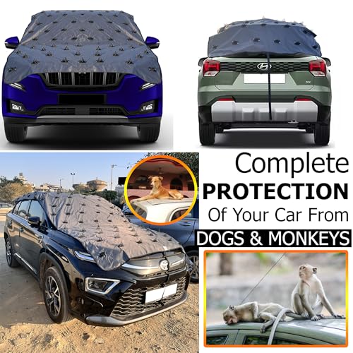 Image of Waterproof Spike Car Cover for Nissan Micra Completely Protect Car from Dogs & Monkeys Also Compatible with All Hatchback,Sedan and SUV Cars (13.4 Feet) Full Roof Universal Size
