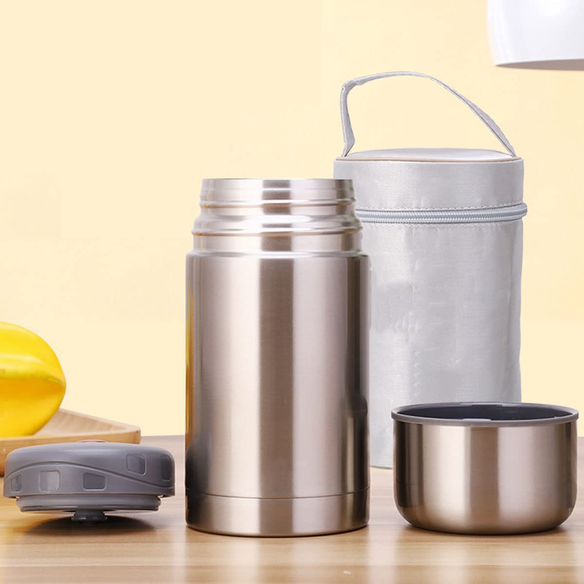LANMOU Thermobehälter für Essen Isolierte Brotdose Aus Edelstahl BPA-frei Thermo Essensbehälter Ideal für Kinder und Erwachsene unterwegs Warmhaltebox Bleiben für warme und kalte Speisen (600ml)