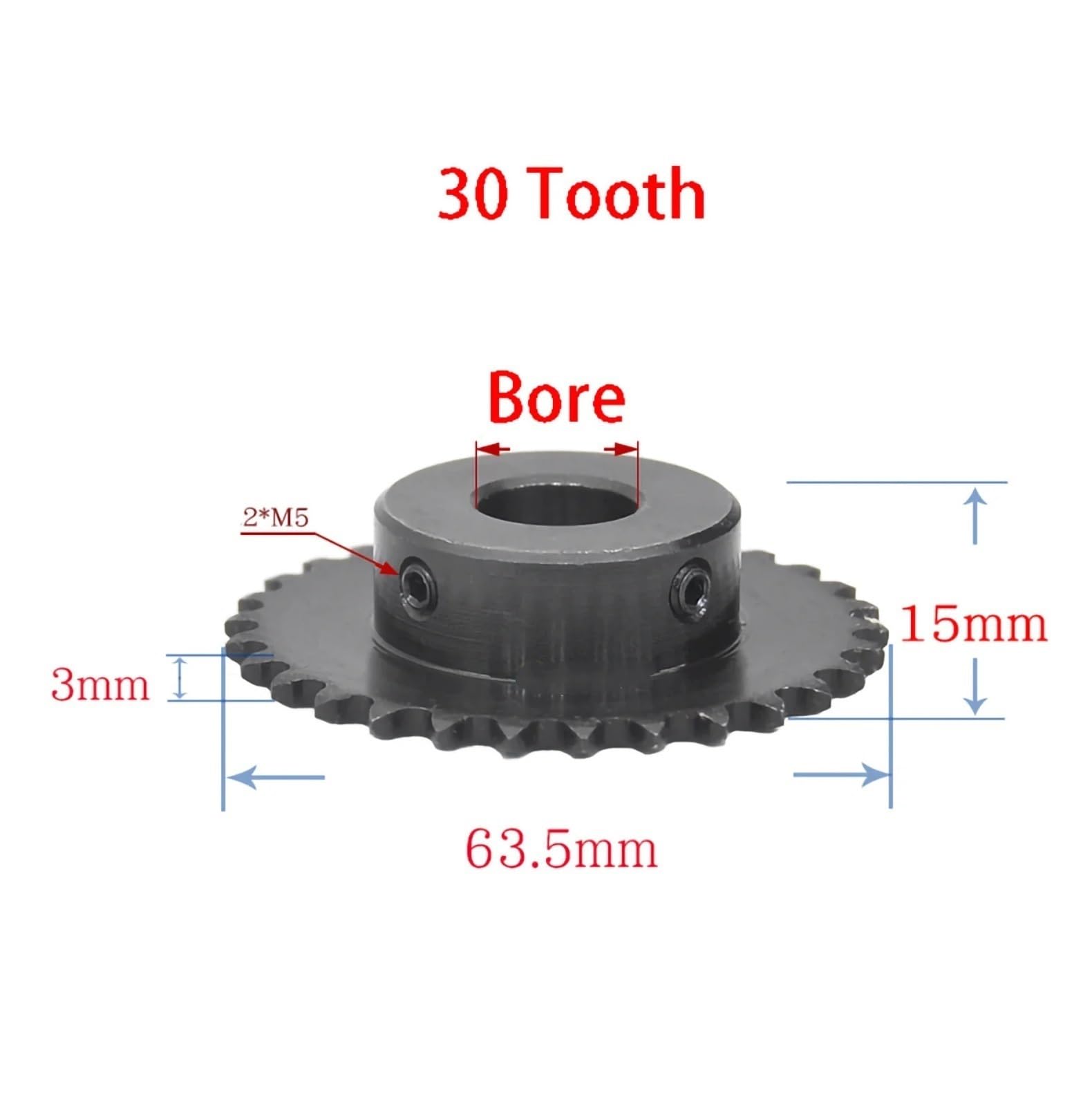 Bevel Gear Pinion Hardware Mechanical 04C Chain Gear 45# Steel 20-30 Tooth D Bore Industrial Sprocket Wheel Motor Chain Drive Sprocket(10x9mm-30 Teeth)