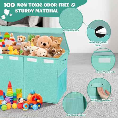 Image of Extra Large Toy Box with Lids, Collapsible Storage Bin, 38 inchx16 inchx14 inch, Green