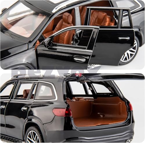 Image of 1 /24 Benz GLS63 AMG Model Car,Zinc Alloy Diecast Toy Car Pull Back with Light and Sound Toy Vehicle Door Can Be Opened (Black)