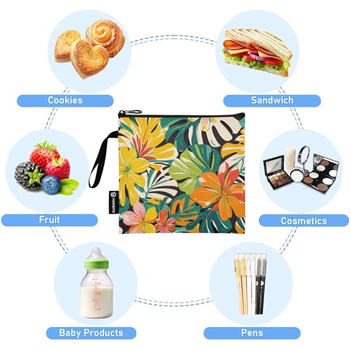 Pack de 3 Bolsas Reutilizables para Bocadillos con Flores Hawaianas miniatura 5