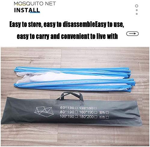 Zanzariera, Baldacchino per Letto, Zanzariera Crittografata Senza Fondo Pieghevole da Viaggio Portatile, Tenda da Campeggio per Zanzare Pieghevole A Doppia Porta,Blu,135 Cm*190 Cm,outstanding78