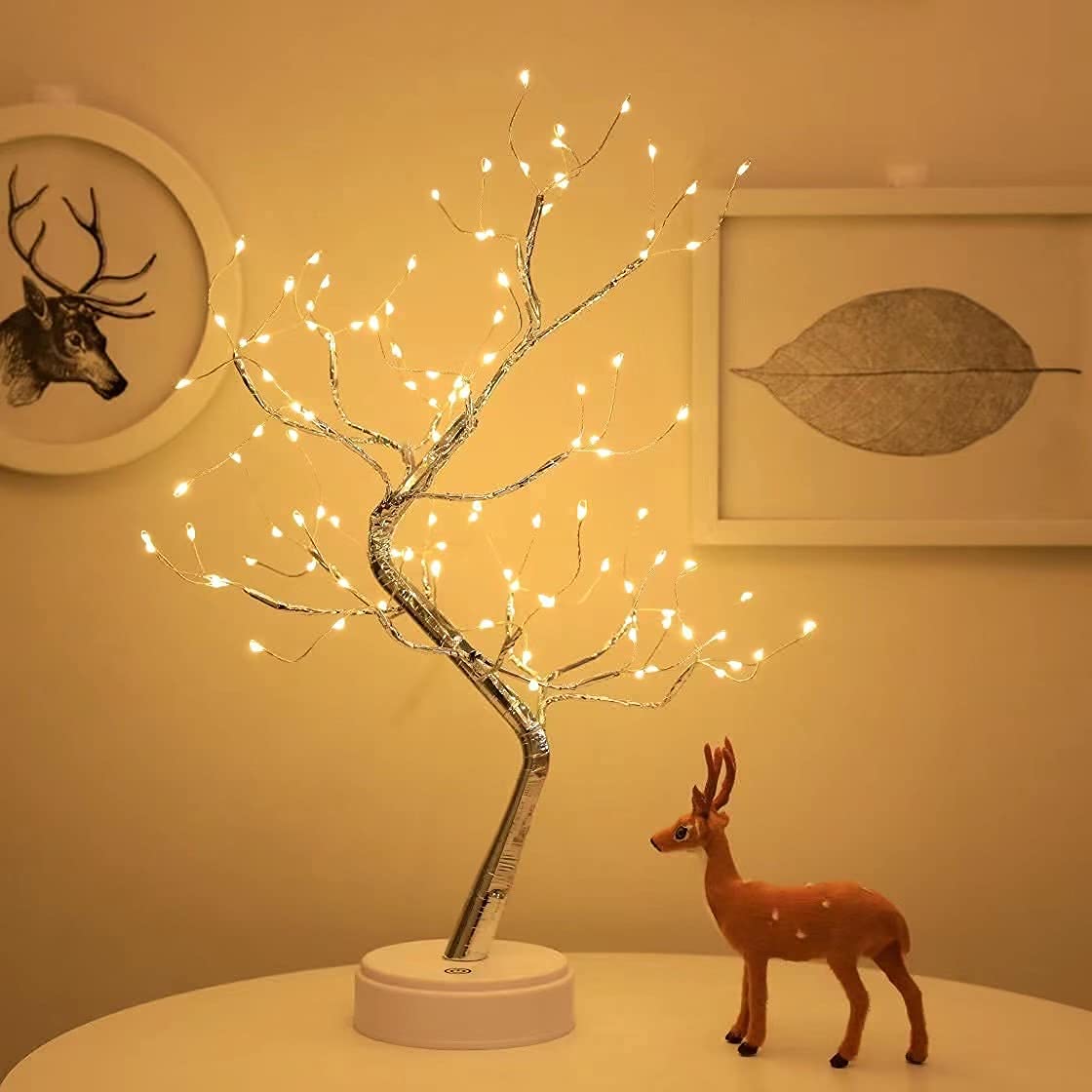 Byncceh 108LED Firefly Tree Lights - DIY Artificial Bonsai Tree Lamp, USB/Battery-Powered Touch Switch Warm Fairy Lights for Christmas Party Home Decoration (Warm White Light) 3