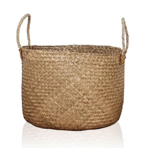 Lycce Seegras Wäschekorb Rong mit Henkel, Ø 46 cm (Gr. 3) - Ideal für Bad, Schlafzimmer und Mehr, Robust & Ökologisch