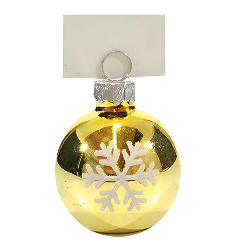 Segnaposto pallina di natale oro con biglietto scrivi il nome cm 4 in vetro soffiato set da 12 pezzi eleganti particolari e moderni