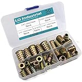 LQ Industrial 30PCS 5 Size Hex Socket Screw-in Threaded Insert Nuts Assortment Kit for Wood Furniture Zinc Alloy