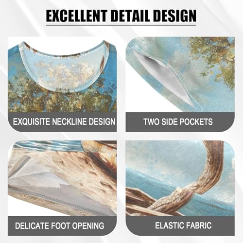 ALAZA Topical Tree Boat Beach Pajama Set Short Sleeve Sleepwear Soft Lounge Nightwear4