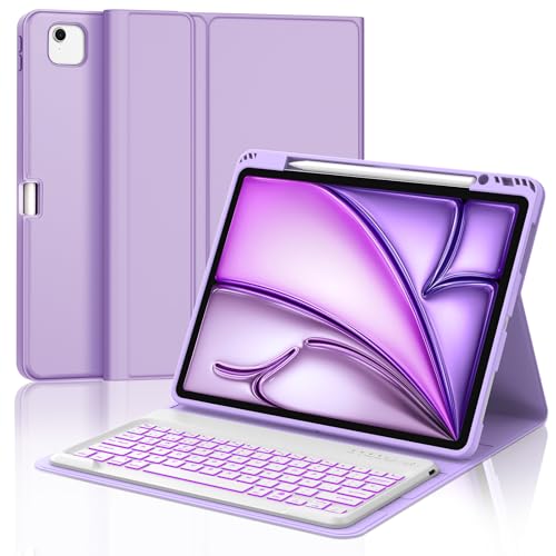 Ya en manzanajugosa.com: FOGARI Teclado para iPad Air 13 M2/M3 2024/2025, Funda para iPad Air 13 Pulgadas con Español Ñ Teclado Bluetooth Retroiluminado Magnético Desmontable para Air 13 M2/M3, Púrpura Ligera