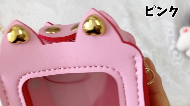 ゆうにゃん紅葉チェキ➕ピンク痛バッグ(缶バぬい付き) バッグ］ぬいぐるみ用 缶バッジ用 痛バッグ リュック Lサイズ