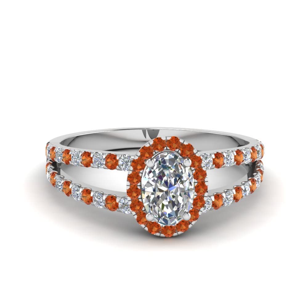 Scegli la Tua Pietra preziosa Anello Halo Pave Francese Argento Sterling Ovale Forma Anello di Fidanzamento con Gambo Diviso Design di Abbigliamento Casual Taglia 47 alla 70