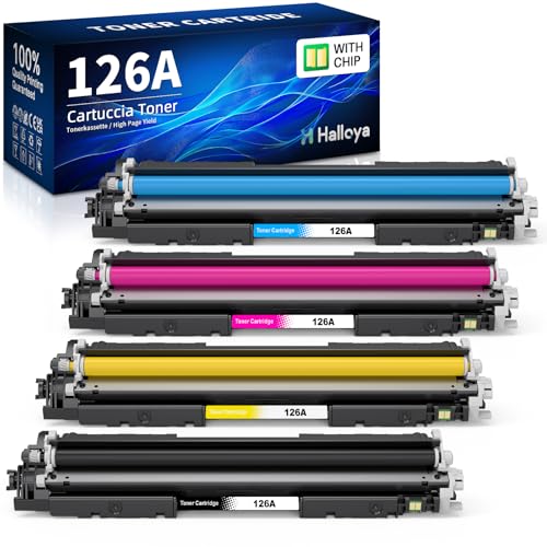 Halloya 126A CE310A Cartuchos de Toner Compatibles con HP 126A CE310A CE311A CE312A CE313A LaserJet Pro 100 Color MFP M175A M175A M175NW CP1020 CP1025 CP1025NW M176n M177fw M275 (Pack 4)
