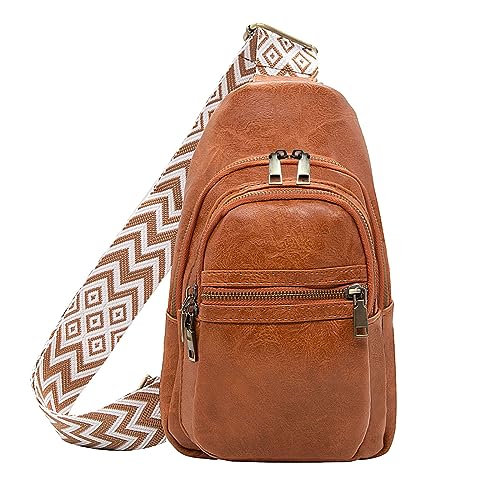 Long Keeper Sac de Poitrine Cuir Femme Homme, Petit Sacs à Dos Porté Travers Sling Bag...