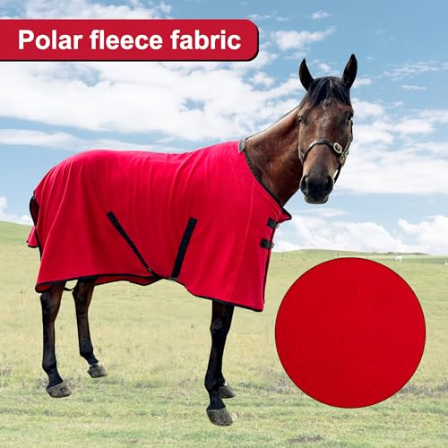 Image of Fleece Horse Blanket, Horse Warm Coat (red, 78'')