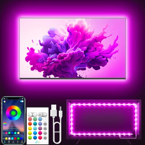 Tyute TV-LED-Lichter, 4 m lange LED-Lichter für 101,6–165 cm Fernseher hinter der Beleuchtung, RGB-Farbwechsel-TV-Hintergrundbeleuchtung mit App und Fernbedienung