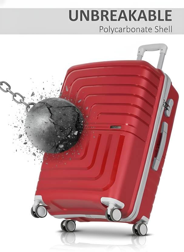 Image of Pro 8 Wheels Set of 2 (Cabin + Medium) Trolley Bags, Hard Case Polypropylene, 360º Wheeling Luggage for Men & Women, Suitcase for Travel, Trolley Bags for Travel (Red)