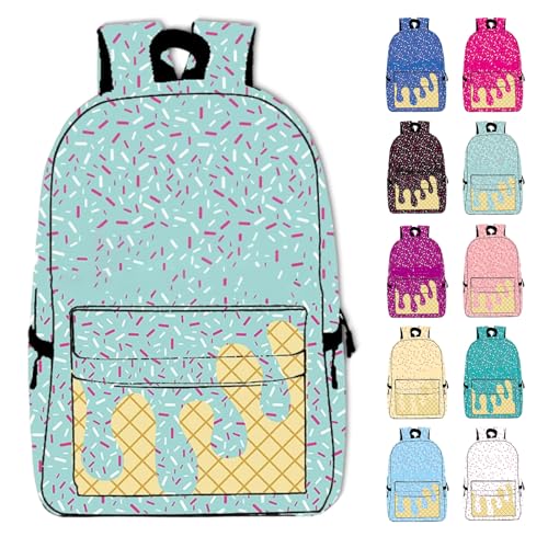 Ice Cream Drip Backpack, Ice Cream Backpack, Kawaii Shoulder Backpacks, for Daily Use Travel Hiking Camping (Light green)
