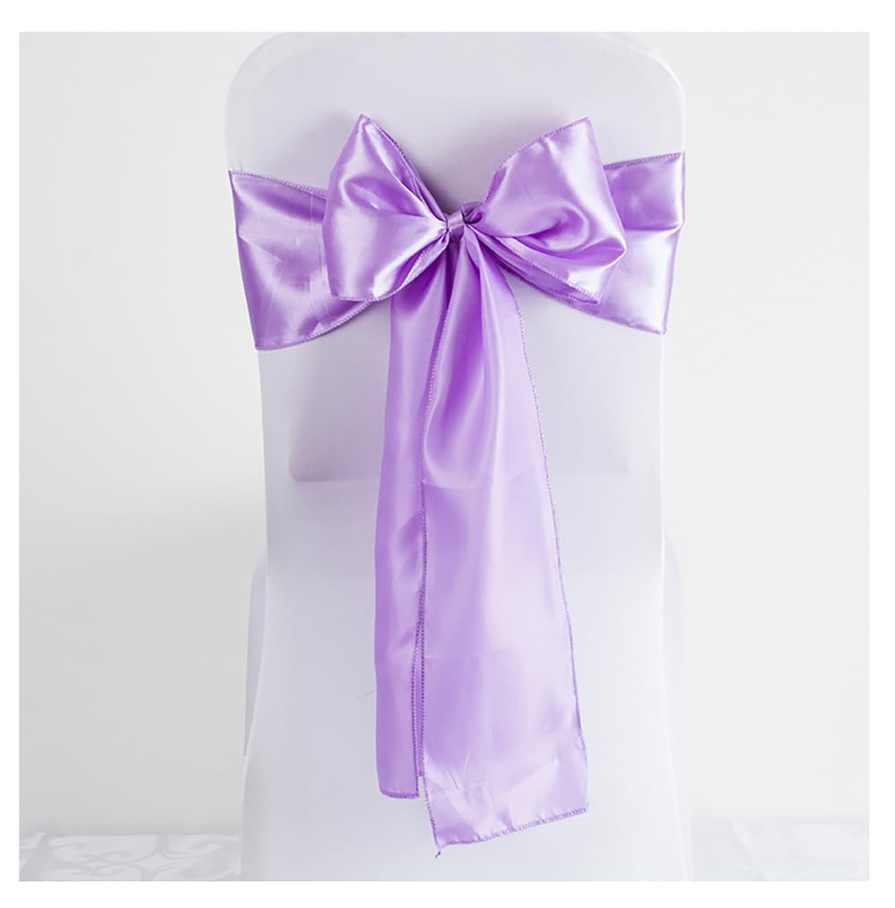 Yurosiay Satin Chair Bows 17 x 275 cm Wedding Decoration Chair Sash Bow Ties Satin Sashes Chair Bows for Wedding Banquet Birthday Party Hotel Home Mauve Pack of 5