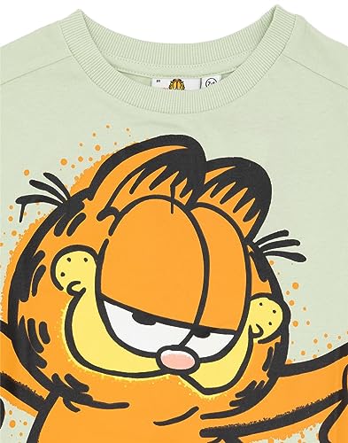 Garfield Kids T-Shirt | Boys Girls Character Skateboard Short Sleeve Pastel Green Top3