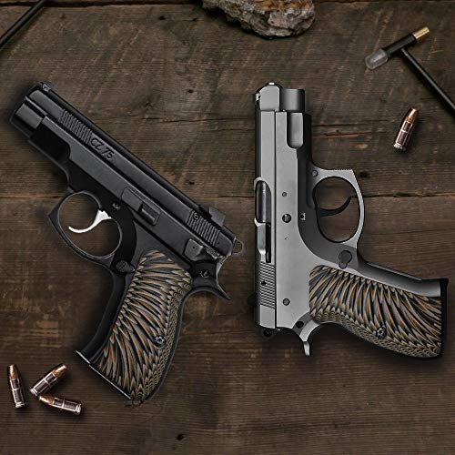 Cool Hand CZ 75 Compact G10 Grips, Sunburst Texture, Brand Coyote Color - Thumbnail 4