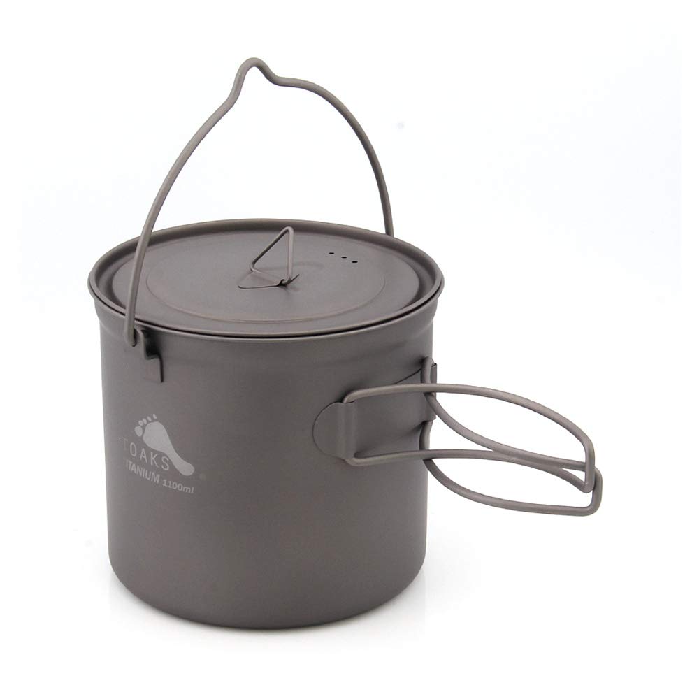 TOAKS Pot en titane avec poignée pliable pour camping en plein air, pique-nique, pot ultraléger 1100 ml, 1300 ml, 1600 ml, 2000 ml